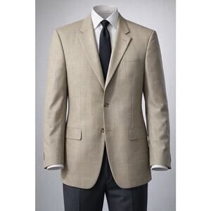 Mens 48L Tan Wool Blazer Sport Coat Classic Business Jacket